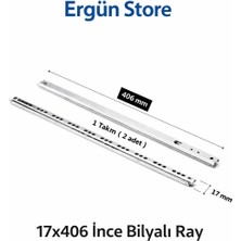 Ergün Store Montaj Anlatımlı - Metal Bilyalı Çekmece Rayı 17MM x 406 Tek Açılım - Dayanıklı Mekanizma 1 Takım