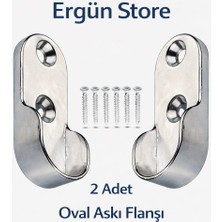 Ergün Store Krom Oval Boru Askı Flanşı Gardrop , Dolap Içi Askılık Boru Aparatı 2 Adet Flanş