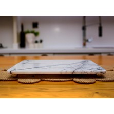 Feyza Design Mermer Kesme ve Sunum Tahtası 30X30, Beyaz Leylak Renkli