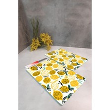 Feyza Design Şık 2'li Cam Kesme Tablası, 20X30CM, Sarı Limonlar Tasarımı