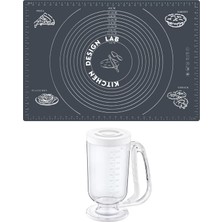 Feyza Design 2'li Gri Silikon Hamur Matı ve Porsiyonlayıcı Seti, 45X65 cm