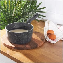 abnturk 14CM Döküm Granit Yanmaz Yapışmaz Sütlük Sosluk Derin Tava Yumurta Haşlama 0.90 Lt Mama Yapma Kabı