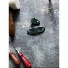 Pepuza 2 Adet Hakiki Deri Kablo Tutucu - Yeşil