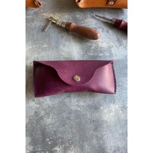 Pepuza Hakiki Deri Gözlük Kılıfı - Mor