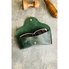 Pepuza Hakiki Deri Gözlük Kılıfı - Yeşil