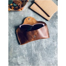 Pepuza Hakiki Deri Gözlük Kılıfı   Taba