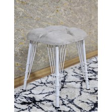 Sevinç Mobilya Kare Beyaz Boyalı Telli Ayaklı Tabure - Oturak - Bar Taburesi - Ayaklı Tabure