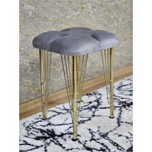 Sevinç Mobilya Kare Gold Kaplama Telli Ayaklı Tabure - Oturak - Bar Taburesi - Ayaklı Tabure