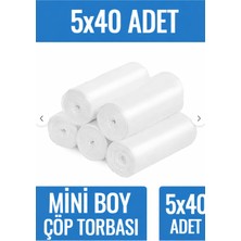 Ponti Çöp Torbası Mini Boy Küçük 40'lı 5 Rulo 40X50 Çöp Poşeti