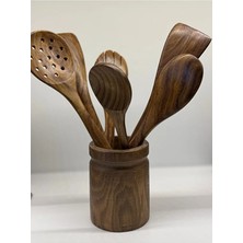 Doğal Akasya Ahşap Mutfak Servis Seti- 7 Parça