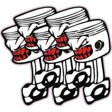 Kabartmalı Piston Motor ve Oto Sticker 7,5x7,5 cm Ölçüsünde