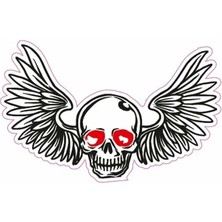 Kabartmalı  Kurukafa Motor ve Oto Sticker 7X11 cm Ölçüsünde