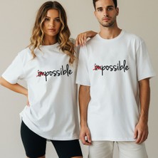Kidilia Impossible Görselli Unisex Bisiklet Yaka Tasarım Tshirt
