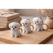 Lumiyo Sevimli Beyaz Köpek Anahtarlık – Poodle Figürlü Anahtarlık 3'lü Set