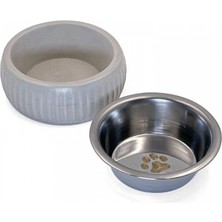 Ecoport Mikopet Organik Seramik Mama Kabı Gri