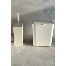 Feyza Design Şık Bej Banyo Seti: Çöp Kovası ve Tuvalet Fırçası Desteği