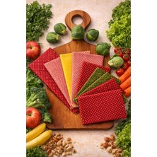 Home 9'lu Puantiye Desen Kumaş Tekrar Kullanılabilen Doğal Balmumlu (Balmumu) Gıda Saklama Bezi