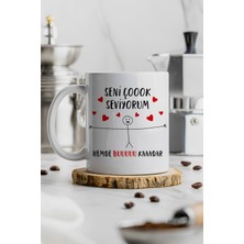 Seni Çok Seviyorum Kupa Bardak, Sevgiliye Özel Hediyelik, Romantik Baskılı Hediye Bardak, Seni Seviyorum Hem De Buuu Kadar