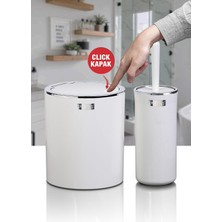 Feyza Design Beyaz Kromlu Yuvarlak 2'li Wc Kova ve Fırça Seti