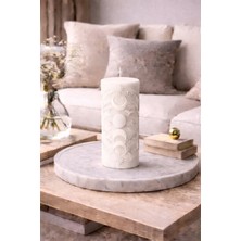 Bead Astroloji Desenli Dekoratif Silindir Mum – Ay & Güneş Figürlü Modern Ev Dekoru