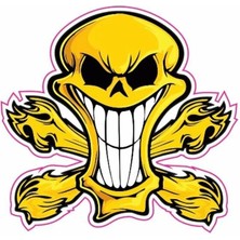 Kabartmalı Gülen Kuru Kafa Motor ve Oto Sticker 7x7 cm Ölçüsünde