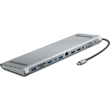 Nemere Type-C Hdtv 2 * Type-C + 2 * Hdmı + 3 * Usb3.0 + VGA + Audıo + Lan + Tf + Sd 12 In 1 HDX7855 Nemer