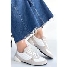 Erbilden Jawen Gri Nubuk Beyaz Detaylı Spor Ayakkabı