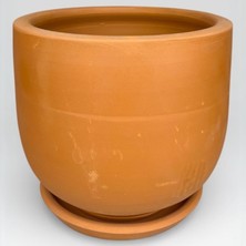 AdenArt Toprak Tabaklı Saksı 20*18 cm Orta Boy El Yapımı Turuncu