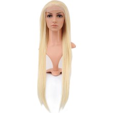 TeknoKapsül Gerçek Front Lace Düz Platin Tül Peruk / 80/85CM
