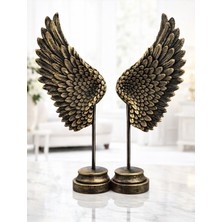 Volaconcept Gold Melek Kanadı Biblo Seti – Dekoratif Masa & Konsol Aksesuarı (2’li Set ), Hediyelik Dekor