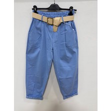 Della Moor Açık Mavi Kadın Italyan Şalvar Kalıp Kemerli Pantolon