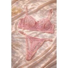 Süsen Lingerie Pudra Rengi Balenli Kadın Sütyen Takım
