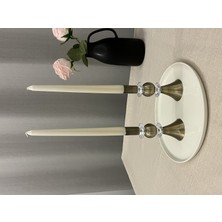 Luxay Home Gold Rengi Queen Crystal 2'li Şamdan&mumluk Seti