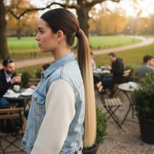 Fiber Sen Sihirli At Kuyruğu / Açık Kumral / Platin Ombreli