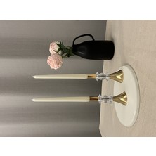 Luxay Home Gold Rengi Shiny Crystal 2'li Şamdan&Mumluk Seti