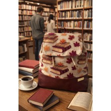 Talking Dreams Nakış Kitap Desenli Bordo Sırt Çantası