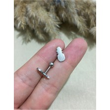 Jaida Moda 316L Cerrahi Çelik Gri Ananas Figürlü Tragus, Kıkırdak, Helix 6mm Piercing