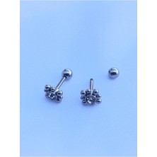 Jaida Moda Kadın Cerrahi Çelik Zirkon Taşlı Top Figürlü 6mm Helix Tragus Piercing