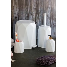 Feyza Design 4'lü Banyo Seti: Çöp Kovası, Tuvalet Fırçası, Sabunluk, Diş Fırçalık