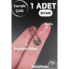 Jaida Moda Siyah Çengelli Iğne Model Standart Küpe Helix Piercing