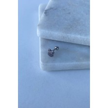 Jaida Moda Unisex Gümüş Baykuş Figür Tragus Helix Çelik Piercing
