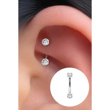 Jaida Moda 316L Cerrahi Çelik Zirkon Taşlı Roke ve Kaş Piercing