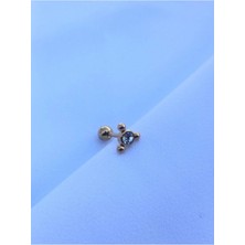 Jaida Moda 316L Cerrahi Çelik Tek Taşlı Üç Top Tragus, Kıkırdak, Helix 6mm Piercing