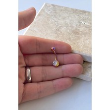 Jaida Moda Kadın Hologram Zirkon Taşlı Çelik Göbek Piercing