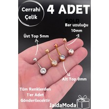 Jaida Moda Cerrahi Çelik Zirkon Taşlı 4'lü Set Göbek Piercing