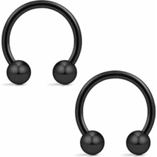 Jaida Moda 316L Cerrahi Çelik 2'li Set 6mm Top Uçlu Siyah Renk Septum Piercing