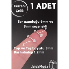 Jaida Moda Gümüş Top ve Shambala Taşlı Helix Tragus Çelik Piercing