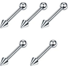 Jaida Moda Unisex Gri Düz Barlı Cerrahi Çelik Çift Uçlu 5'li Set Piercing