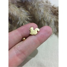 Jaida Moda 316L Cerrahi Çelik Gold Sincap Figürlü Tragus, Kıkırdak, Helix 6mm Piercing