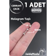 Jaida Moda Hologram Yıldız Taşlı Tragus Helix Cerrahi Çelik Piercing